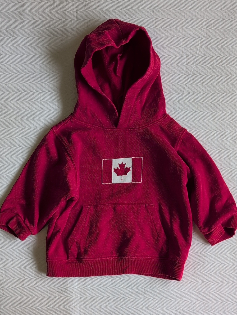 VINTAGE BABY GAP | Y2K Canada Flag Graphic Hooded Fleece Sweatshirt | 6-12M